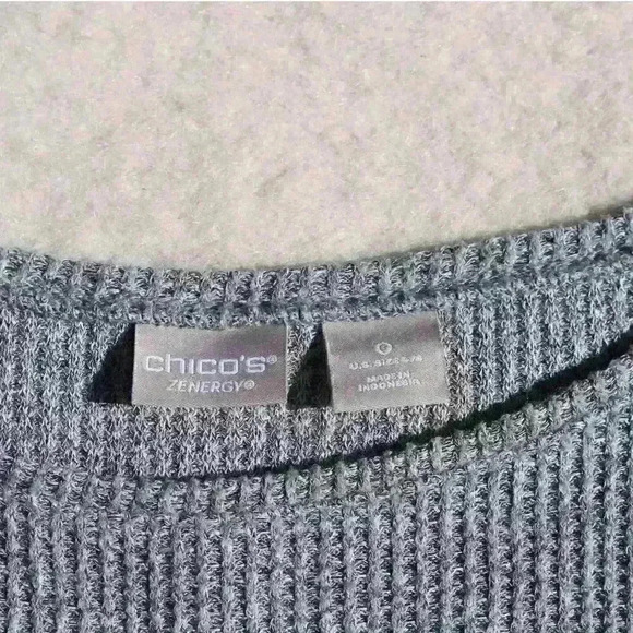 CHICO'S ZENERGY 2 Piece Set Waffle Knit Tank Top Cardigan Sweater Women Small - Picture 5 of 12